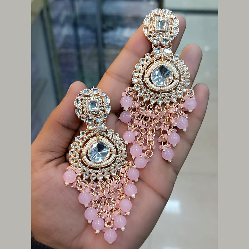 Lucentarts Jewellery Gold Plated kundan & Beads Dangler Earrings