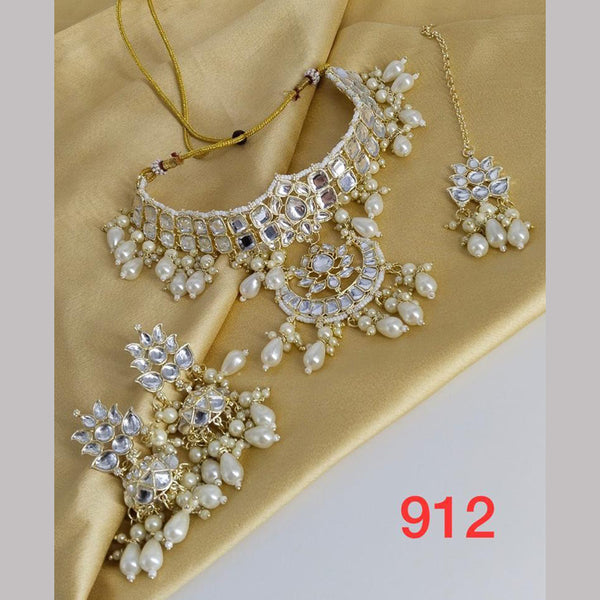 Lucentarts Jewellery Gold Plated Kundan Stone & Beads Necklace Set