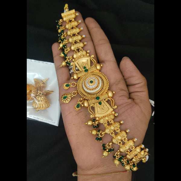 Lucentarts Jewellery Gold Plated Pota Stone Choker Necklace Set