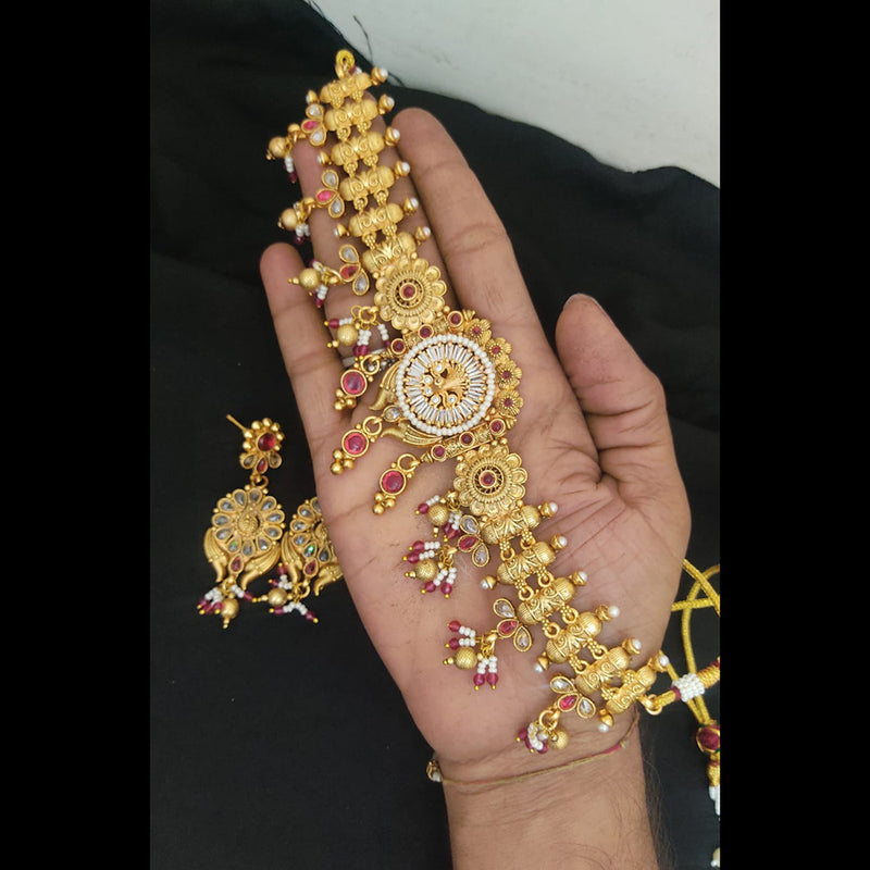 Lucentarts Jewellery Gold Plated Pota Stone Choker Necklace Set