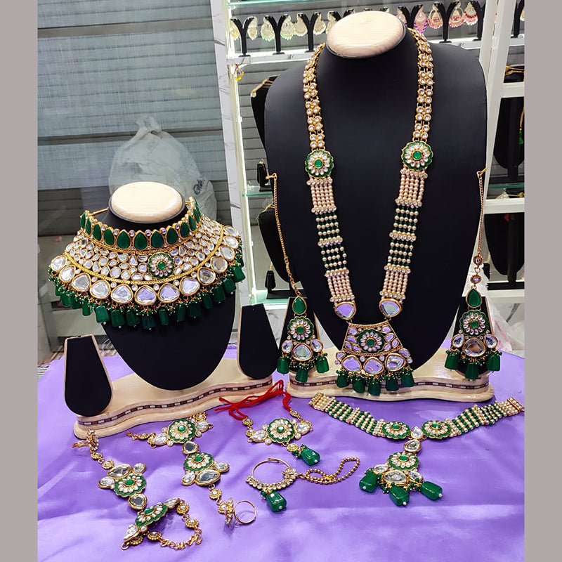 Lucentarts Jewellery Gold Plated Kundan Stone & Beads Bridal Set