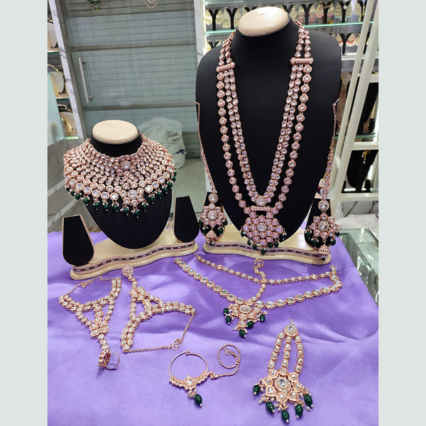 Lucentarts Jewellery Gold Plated Kundan & Beads Bridal Set