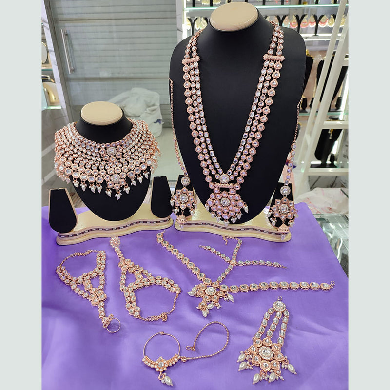 Lucentarts Jewellery Gold Plated Kundan & Beads Bridal Set