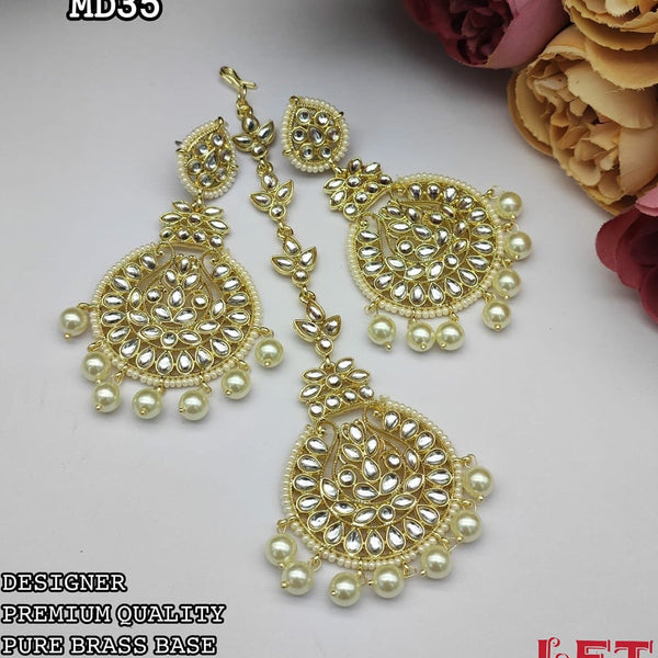 Lucentarts Jewellery Gold Plated Earrings With Maangtikka