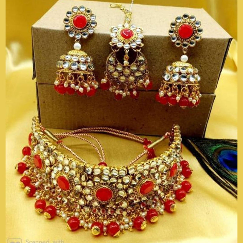 Lucentarts Jewellery Gold Plated Crystal Stone Necklace Set