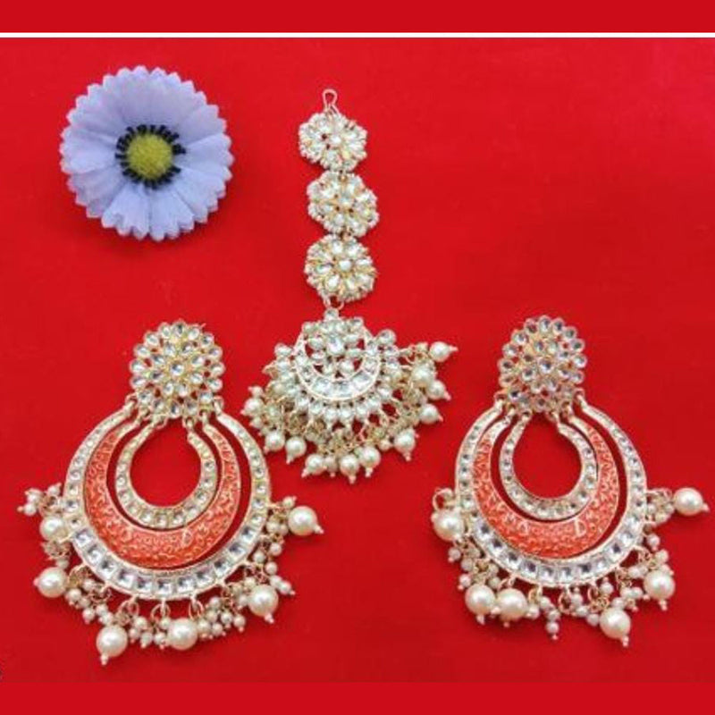 Lucentarts Jewellery Gold Plated Dangler Earrings With Maangtikka