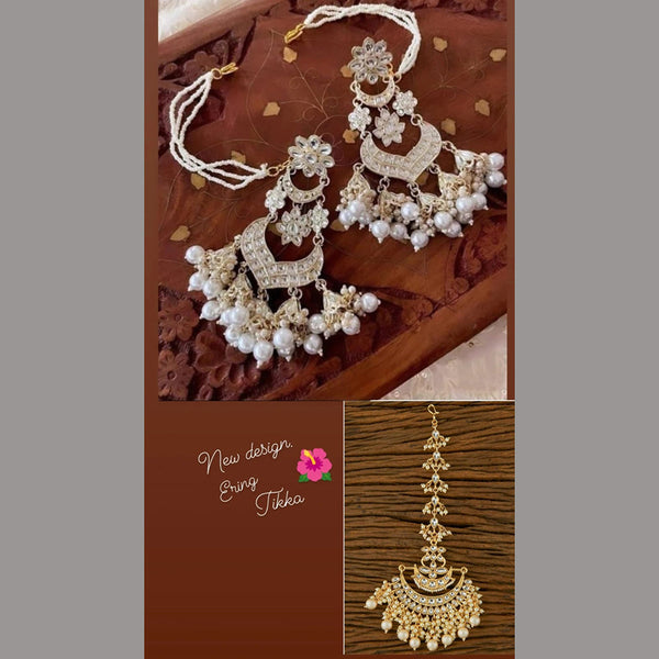 Chandbaali Pearls Kundan Earrings Tikka Set, Size: Small at Rs 450/set in  Meerut