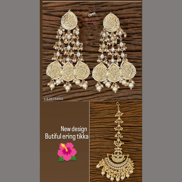 Lucentarts Jewellery Gold Plated Dangler Earrings With Maangtikka