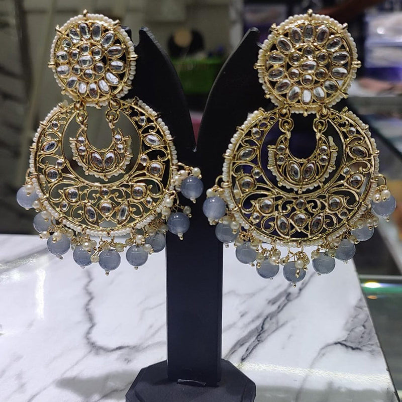 Lucentarts Jewellery Gold Plated Kundan Stone Dangler Earrings