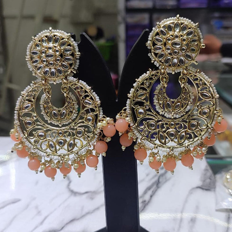 Lucentarts Jewellery Gold Plated Kundan Stone Dangler Earrings