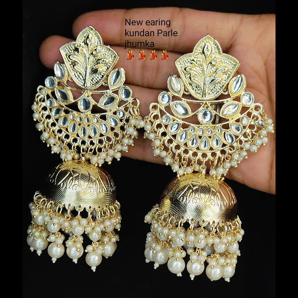 Lucentarts Jewellery Gold Plated Kundan Stone Jhumki Earrings