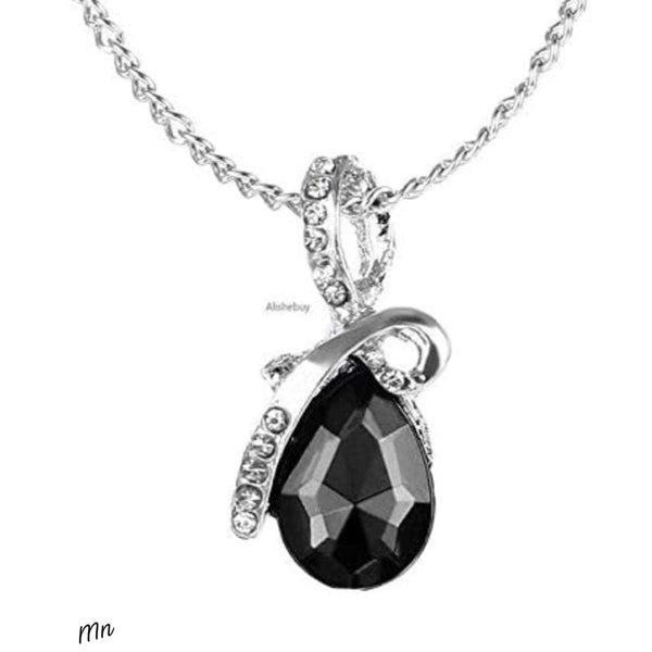 Lucentarts Jewellery Silver Plated Crystal Stone Chain Pendant