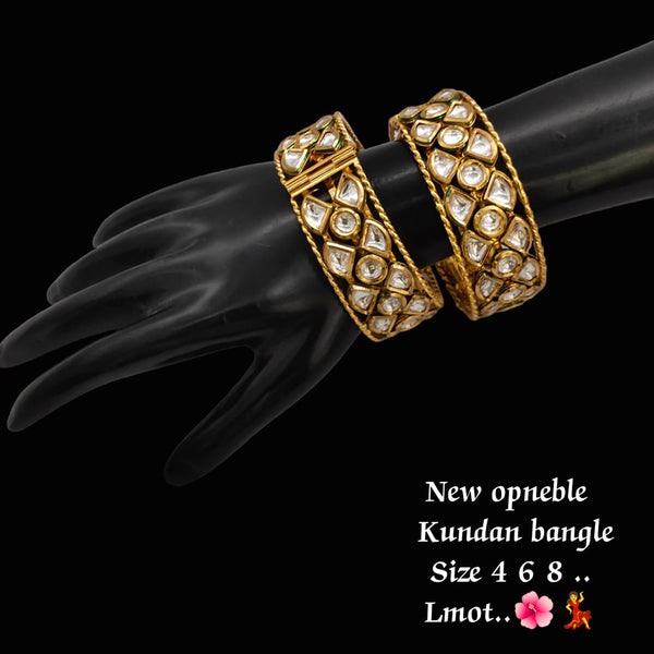 Lucentarts Jewellery  Kundan Stone Gold Plated Bangles Set