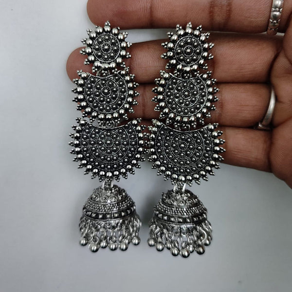Lucentarts Jewellery Oxidise Plated Jhumki Earrings