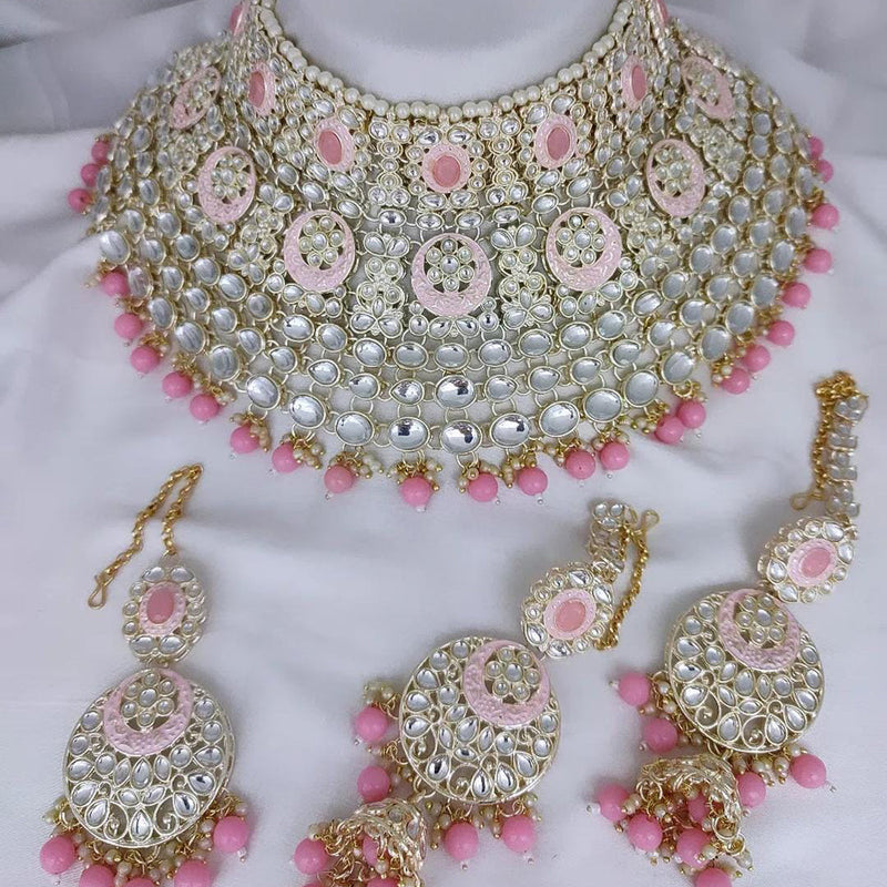 Lucentarts Jewellery Gold Plated Kundan And Meenakari Choker Necklace Set