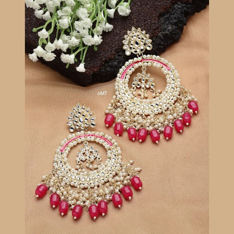 Lucentarts Jewellery Gold Plated Kundan Stone Dangler Earrings