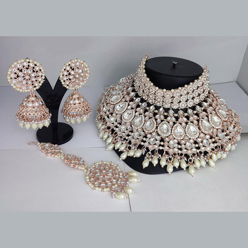 Lucentarts Jewellery Gold Plated Kundan Choker Necklace Set