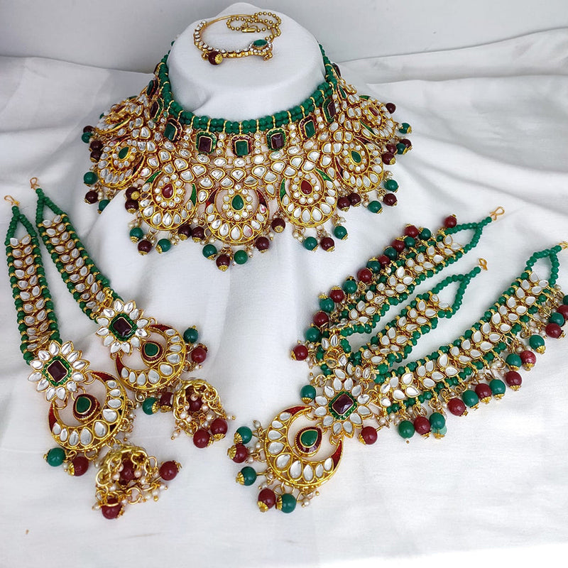 Lucentarts Jewellery Kundan Semi Bridal Necklace Set