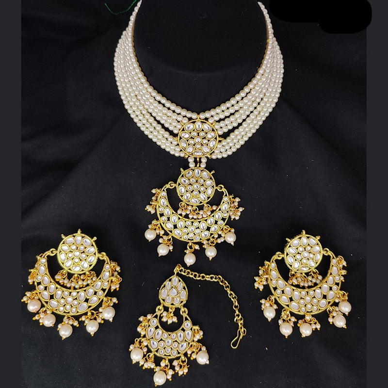 Lucentarts Jewellery Gold Plated Choker Kundan Necklace Set