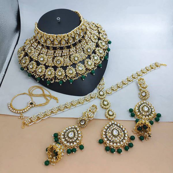 Lucentarts Jewellery Kundan Semi Bridal Necklace Set