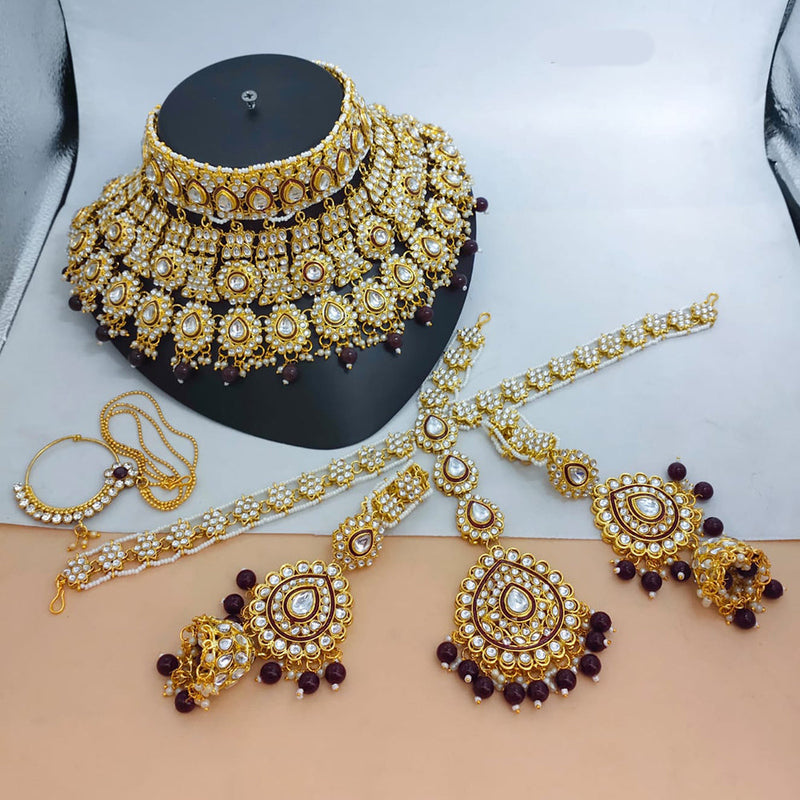 Lucentarts Jewellery Kundan Semi Bridal Necklace Set