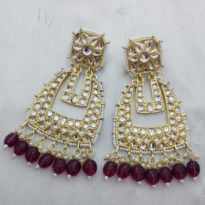 Lucentarts Jewellery Gold Plated Kundan Dangler Earrings