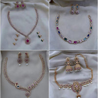 F S Collection Gold Plated Necklace Combo Set
