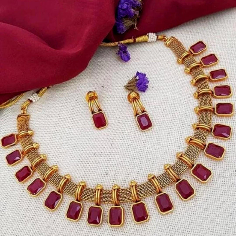 Lucentarts Jewellery Gold Plated Pota Stone Necklace Set