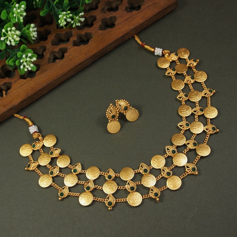 Lucentarts Jewellery Gold Plated Pota Stone Necklace Set