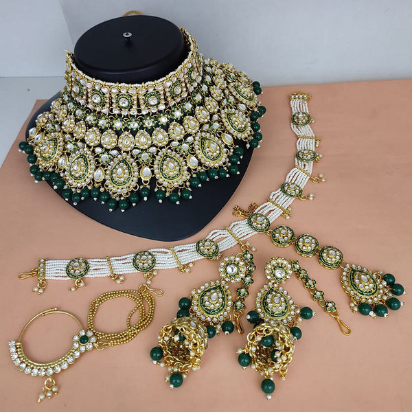 Lucentarts Jewellery Gold Plated Kundan Semi Bridal Set