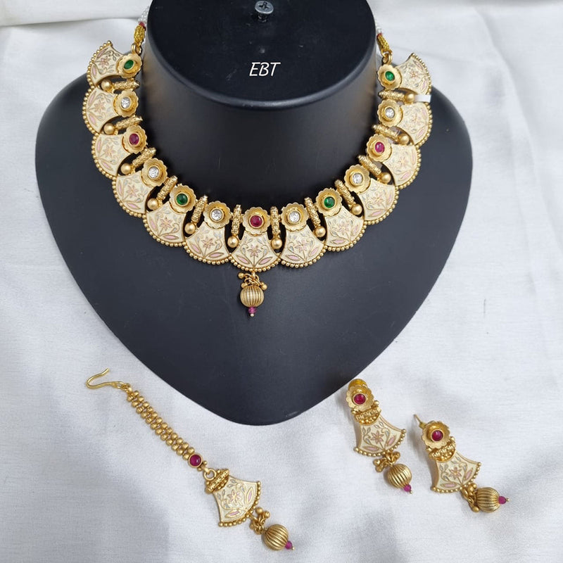 Lucentarts Jewellery Gold Plated Meenakari Necklace Set