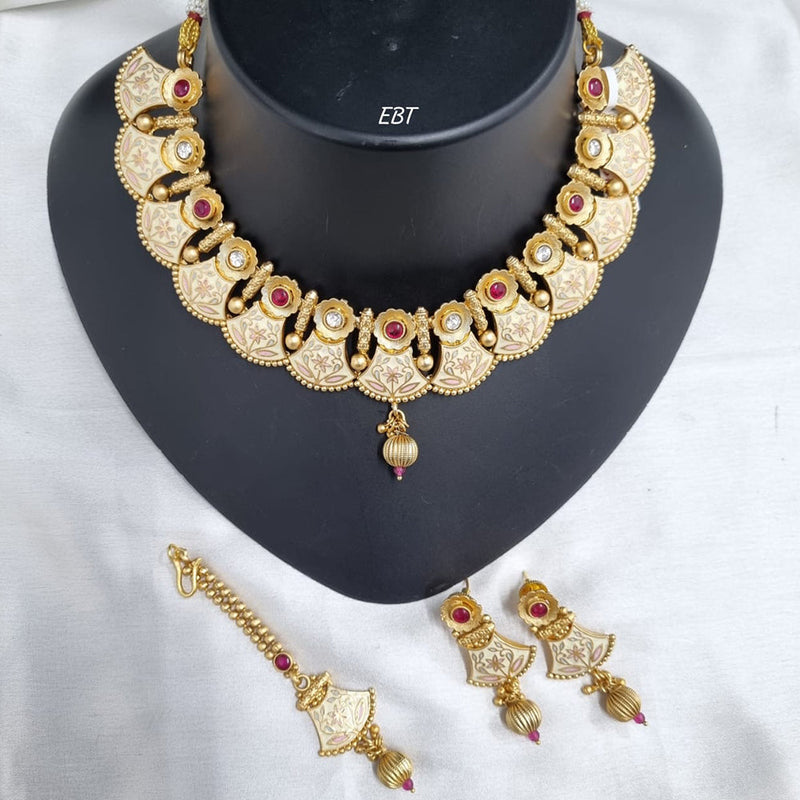 Lucentarts Jewellery Gold Plated Meenakari Necklace Set