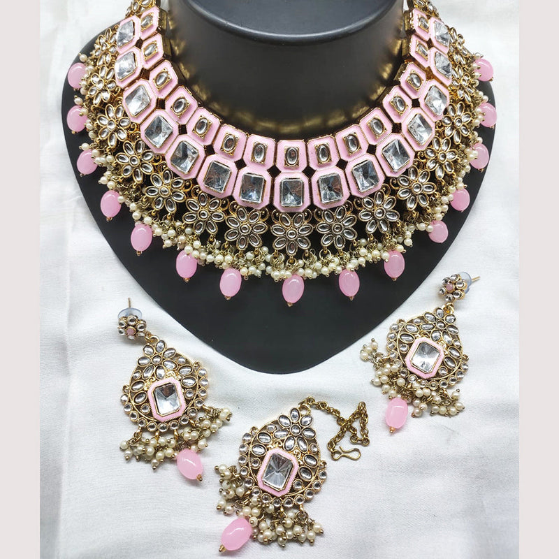 Lucentarts Jewellery  Gold Plated Kundan And Meenakari Choker Necklace Set