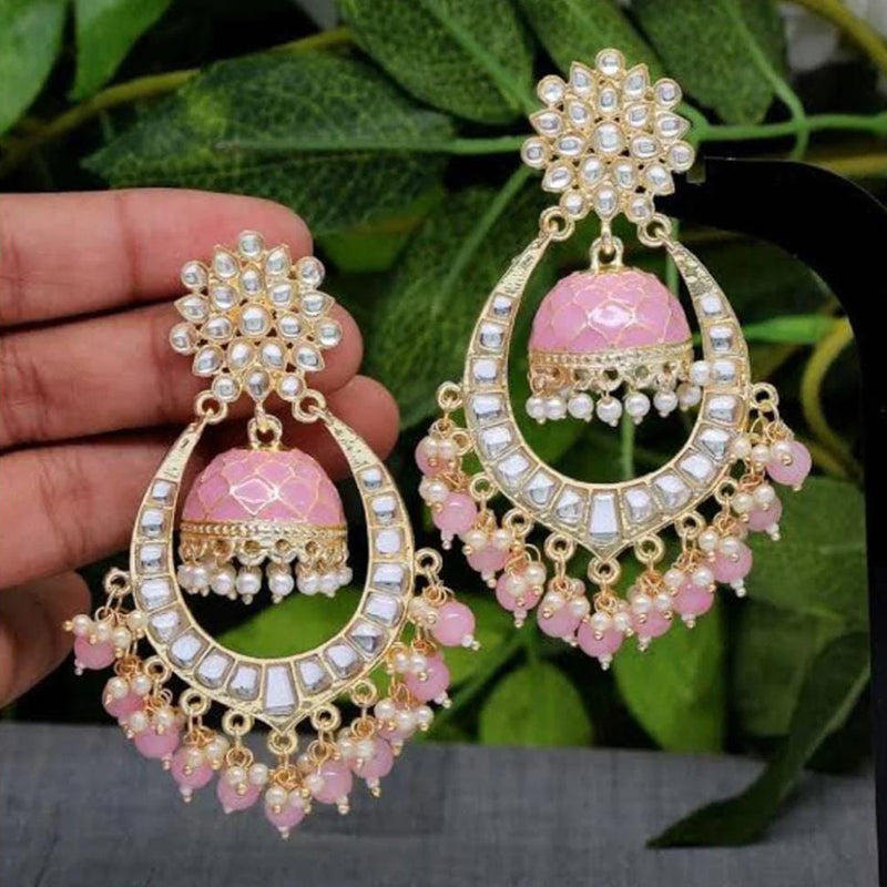 Lucentarts Jewellery Gold Plated Kundan Dangler Earrings