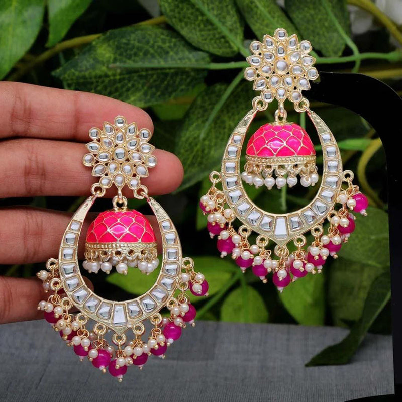 Lucentarts Jewellery Gold Plated Kundan Dangler Earrings