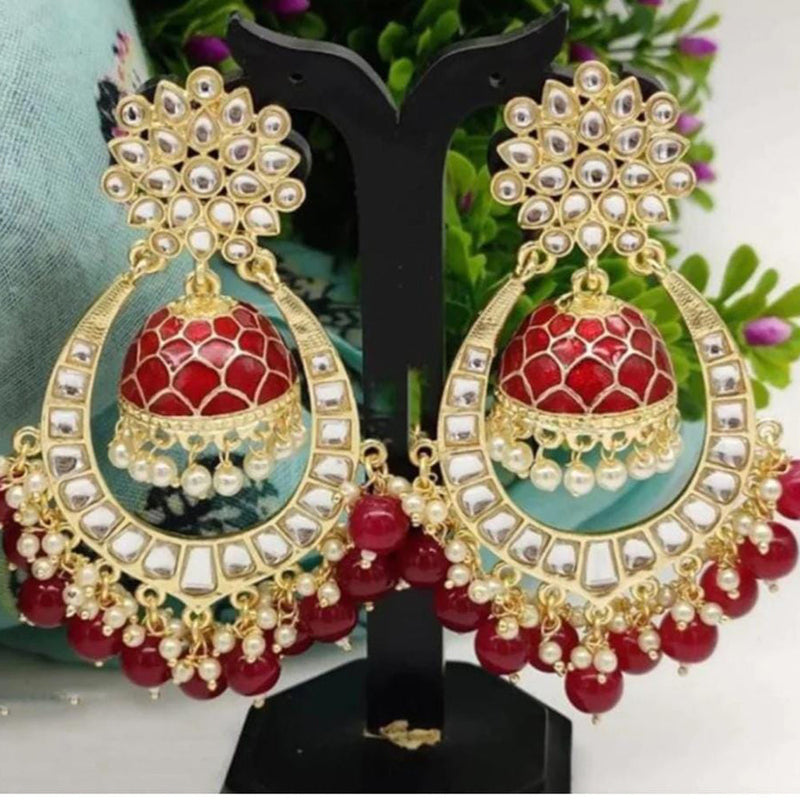 Lucentarts Jewellery Gold Plated Kundan Dangler Earrings