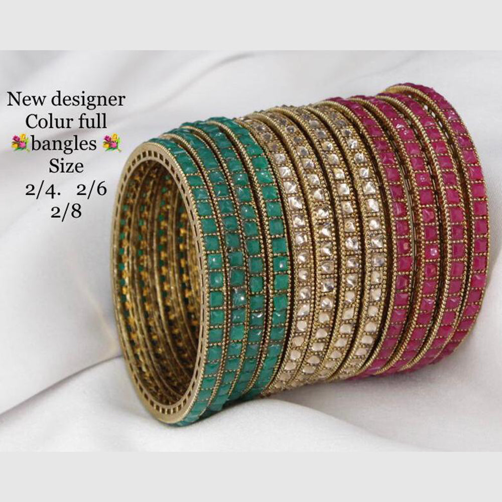 Sai Fashion Gold Plated Kundan Stone Bangles