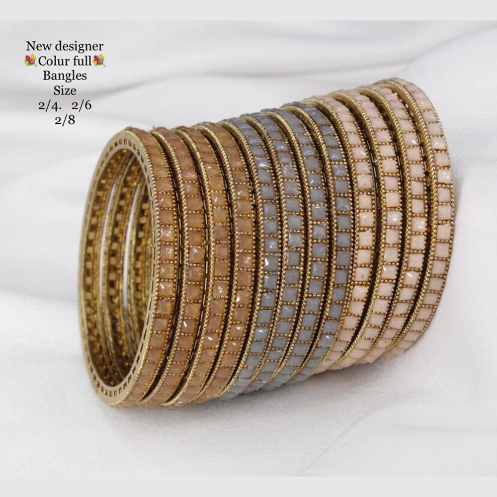 Sai Fashion Gold Plated Kundan Stone Bangles