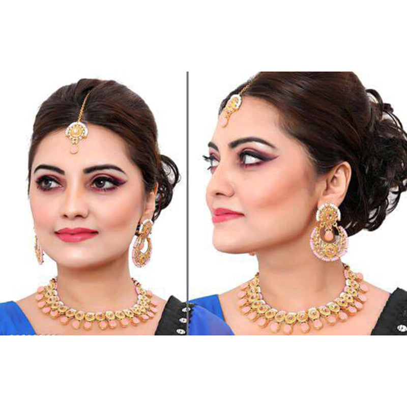 Sai Fashion Gold Plated Kundan Stone Necklace Set