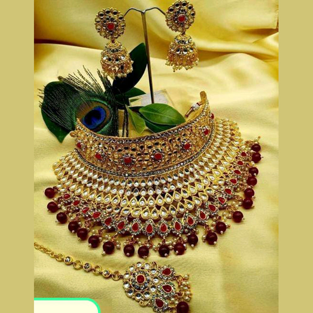 Sai Fashion Gold Plated Kundan Choker Necklace Set