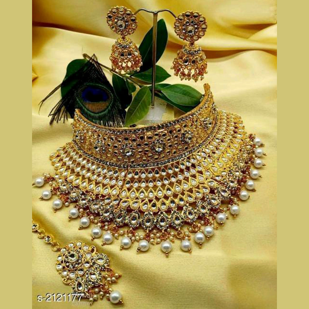 Sai Fashion Gold Plated Kundan Choker Necklace Set – JewelEMarket