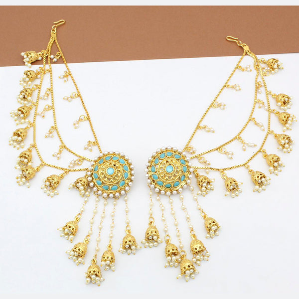 Sai Fashion Gold Plated Pearl And Kundan Kanchain Jhumki Earrings
