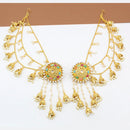 Sai Fashion Gold Plated Pearl And Kundan Kanchain Jhumki Earrings