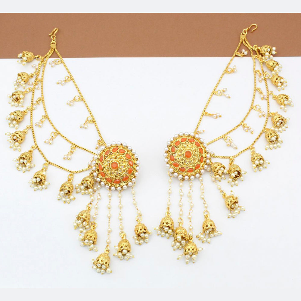 Sai Fashion Gold Plated Pearl And Kundan Kanchain Jhumki Earrings