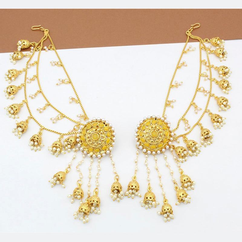 Sai Fashion Gold Plated Pearl And Kundan Kanchain Jhumki Earrings