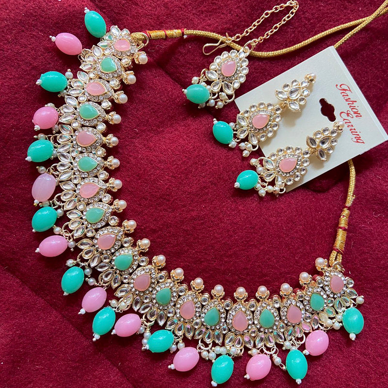 Sai Fashion Gold Plated Kundan Stone & Beads Necklace Set