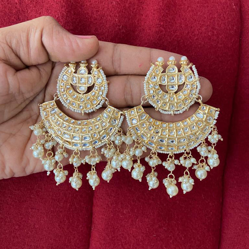 Sai Fashion Gold Plated kundan & Beads Dangler Earrings