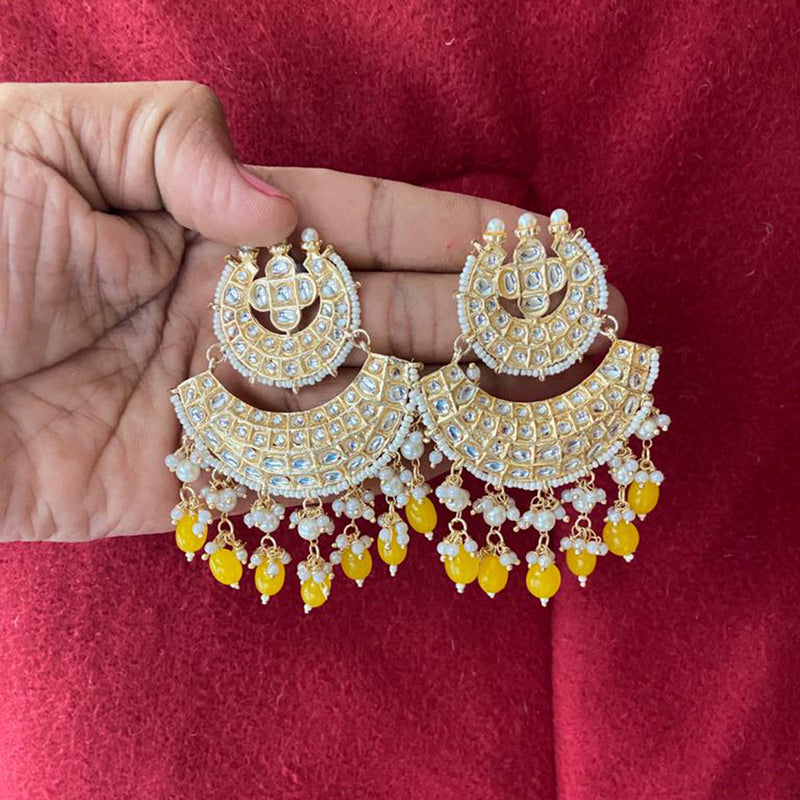 Sai Fashion Gold Plated kundan & Beads Dangler Earrings