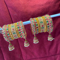 Sai Fashion Gold Plated Pota Stone Bangle Set