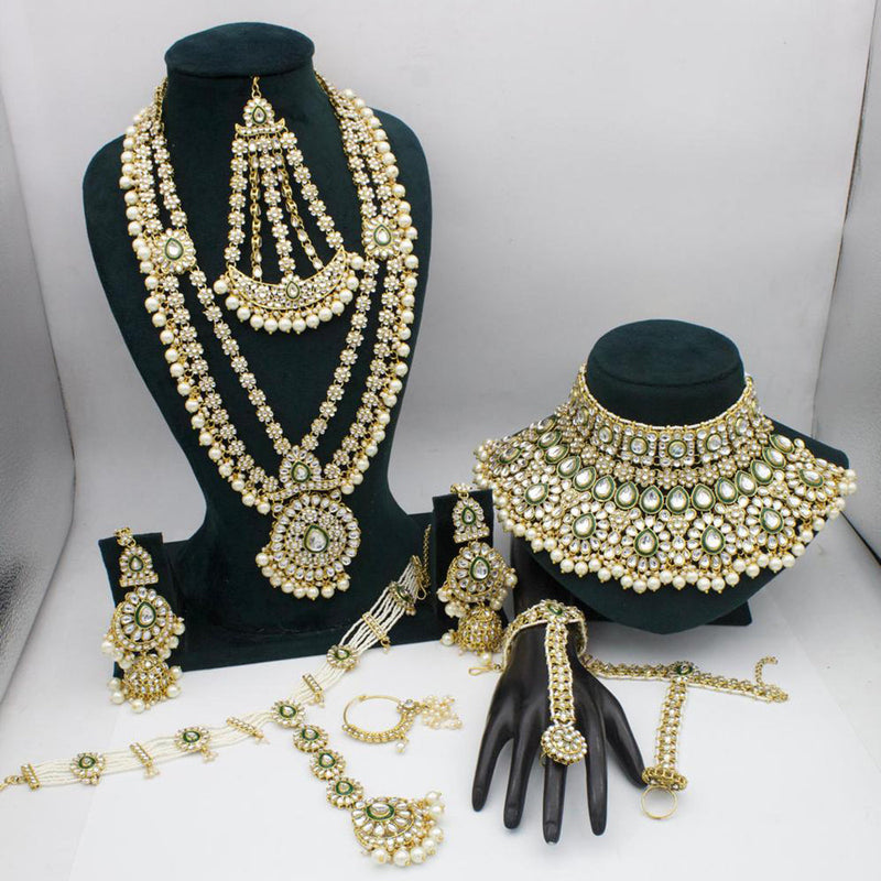 Sai Fashion Gold Plated Kundan And Beads Bridal Set
